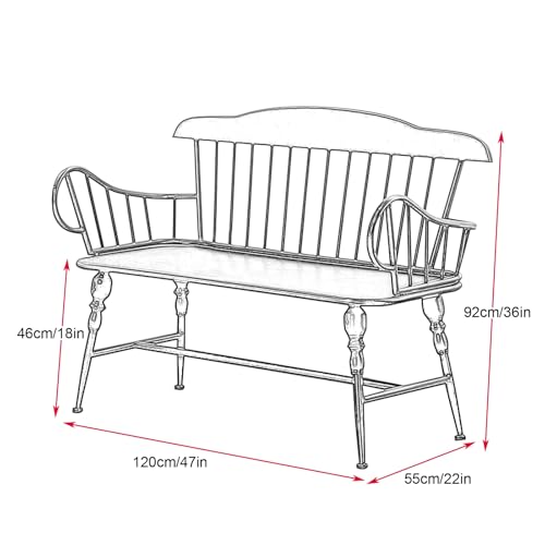 Banc de jardin résistant aux intempéries blanc et noir - 3