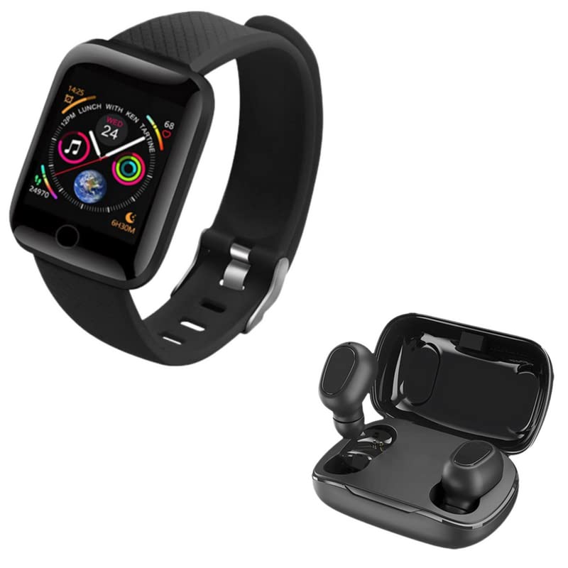 Raptas Combo Pack of 2 Items - TWS 02 Wireless Earbuds with Charging Box, Bluetooth D116 SmartWatch with Heart Rate Monitor and Many Other Features (2 Year Warranty)-picture-17