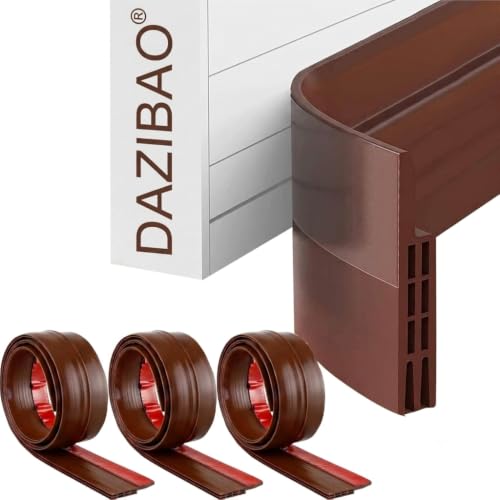 Image of DAZIBAO Silicone Door Bottom /Under Gap Filler Rubber Sealing Strip, Door Sealer Strip for Cockroach, Insect and Bugs, Seal Air & Dust, Brown, 39 inches (Pack of 3)