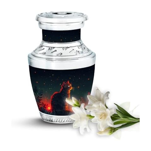 Yuvdipr Black Cat with Night Sky Urn - Keepsake Cremation Urn for Human Ashes - Urn for Ashes for Women - Keepsake Urns for Human Ashes - Mini Urns for Human Ashes - (Size - 3inch, 1pcs) Cover