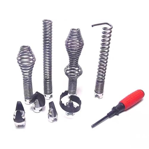 OTTO FORME DIVERSE DI COLTELLI: testa del coltello a quattro bordi, testa del coltello a doppio taglio, spirale, testa forte del coltello, 2 * taglierina a spirale diritta, singola testa del coltello di sollevamento, doppia testa del coltello di sollevamento, testa di taglio del grasso, chiave a molla aperta. Ideale per rimuovere tutti i tipi di blocchi