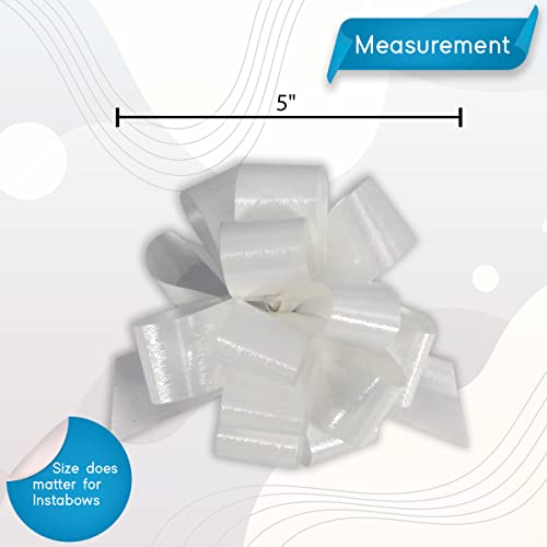 Instabows Gift Bow Metallic Style Finish - Elegant Pull String Bows For Wrapping - 5 Inch - White - Perfect For Gifts And Presents 5 White Pull Bows Included #TOP2