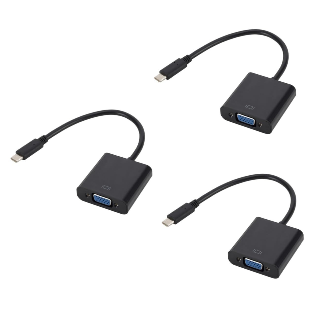 OSALADI 3pièces Adaptateur USB-c vers Vga Câble De Connexion Type-c Male vers Vga Femelle pour TV Projecteur Moniteur Noir