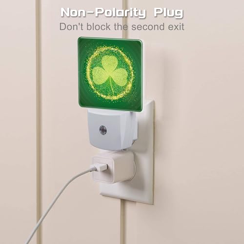 Image of St Patrick's Day Shamrock Night Light Plug into Wall,Green Irish Clover Leaf Dusk to Dawn Night Light Plug in,0.5w Energy Saving Sleep Friendly NightLight for Kids Boys Girls Home Decor