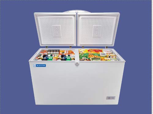 Blue Star CHFK300A Double Door Half Cooler Half Freezer (185L freezer and 150L cooler, White)