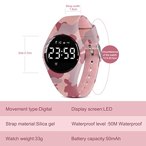 Image of Kids Watches for Girls Boys Digital Sport Watch with Step Counter Pedometer Vibration Alarm Clock, No App Waterproof Fitness Tracker Kids Watch Boys Girls Teens Students Ages 5-16