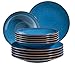 Produktbild MÄSER 931946 Serie Ossia Teller-Set für 6 Personen im mediterranen Vintage-Look, 12-teiliges modernes Tafelservice mit Suppentellern und Speisetellern, Königsblau, Steinzeug