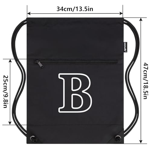 Image of HOLYLUCK Drawstring Bags Initial Backpack Sackpack Cinch Bags for Sports, Gym, Travel, Beach(Black-B)