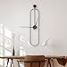 DRELIFAM Modern Oval Wall Clock Large Wall Clock with Walnut Pointers for Living Room Home Decor Bedroom Kitchen Office (Oval Black, Large)