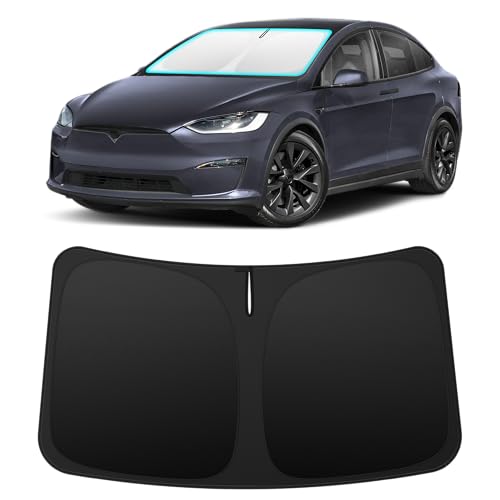 INSAUTO Custom Fit Windshield Sun Shade Accessories for Tesla Model X 2016-2026 Foldable Front Window Sunshade UV & Heat Reflector Keeps Interior Cool Includes Storage Bag