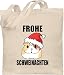 Weihnachten & Silvester Geschenke Party Deko - Frohe Schweinachten mit Meerschweinchen - Unisize - Naturweiß - Fun - WM101 - Stoffbeutel aus Baumwolle Jutebeutel lange Henkel