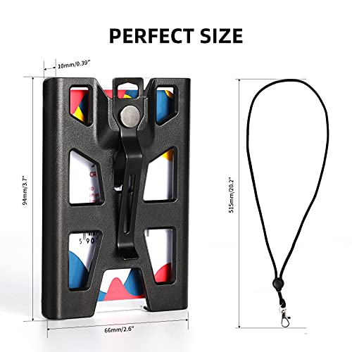 Zaze Badge Holder, Id Card Holders With Lanyard Clip, Durable Hard Plastic Heavy Duty Wallet, Vertical Clear Credit Holders, 4 Cards Slots For Name Work Police Office (Black) #TOP1