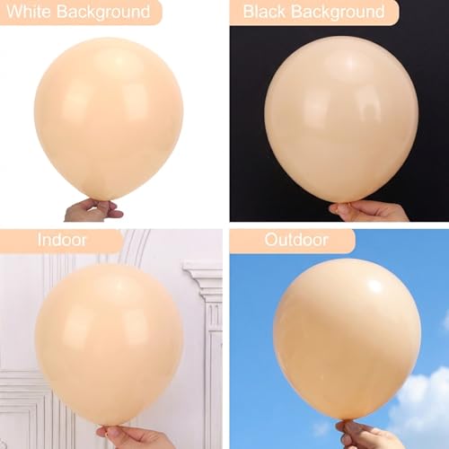 Image of RUBFAC 135pcs Nude Balloons, Latex Boho Beige Apricot Balloon Different Sizes 18 12 10 5 Inch for Garland Arch Wedding Baby Shower Gender Reveal Anniversary Birthday Party Decorations