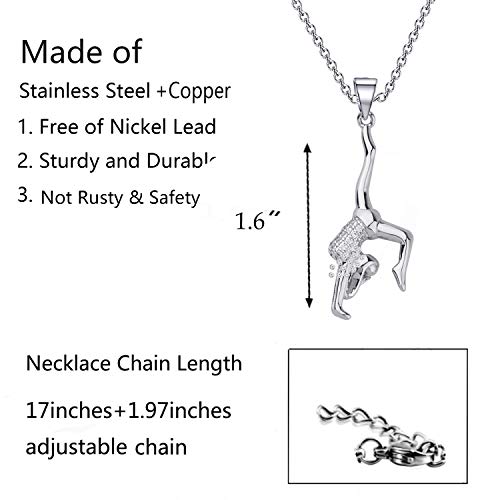 FUSTMW Gymnastics gifts Gymnast Necklace Gymnast Team Coach Gifts Ballerina Gymnastics Pendant Jewelry3