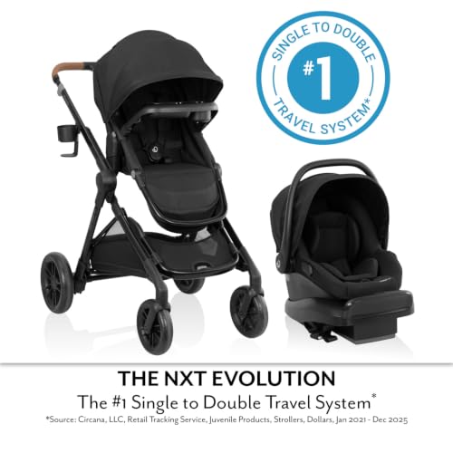 Image of Evenflo Pivot Xpand NXT Travel System Featuring LiteMax NXT Infant Car Seat (Coal Black)