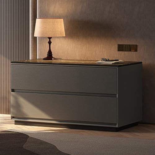 WYRNOBRX Mesita De Noche Grande Mesa De Cabecera Acanalada con Armario Almacenamiento 2 Cajones Mesita Auxiliar Moderna Gabinete De Noche Mediados Siglo para Dormitorio Salón,Blanca,L24 W16 H20