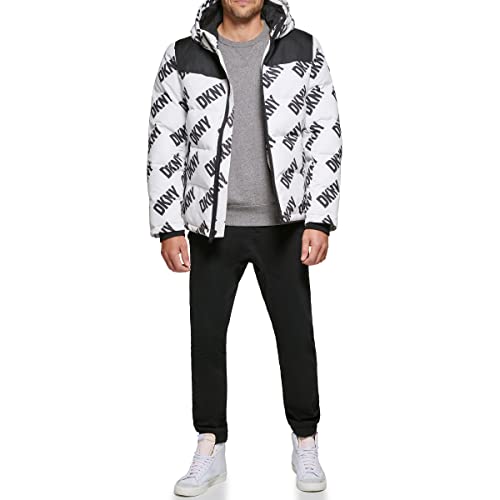 Image of DKNY Men's Mixed Media Quilted Puffer Jacket