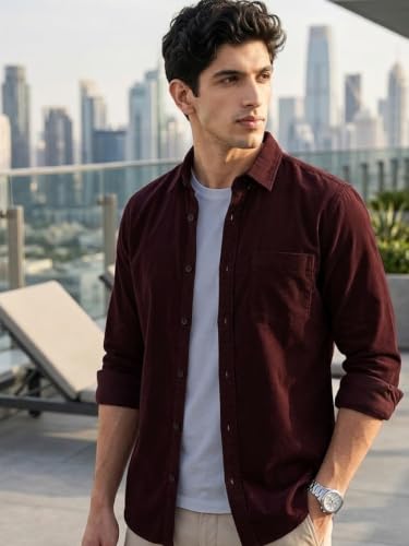 Image of Urbano Fashion Men's Cotton Full Sleeve Regular Fit Casual Solid Shirt
