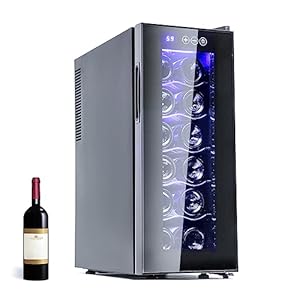 Wine Cooler Refrigerator, 12 Bottle Wine Fridge Small, Freestanding with Digital Temperature Control Mini Wine Fridge, Wine Cellar for Red, White, Champagne