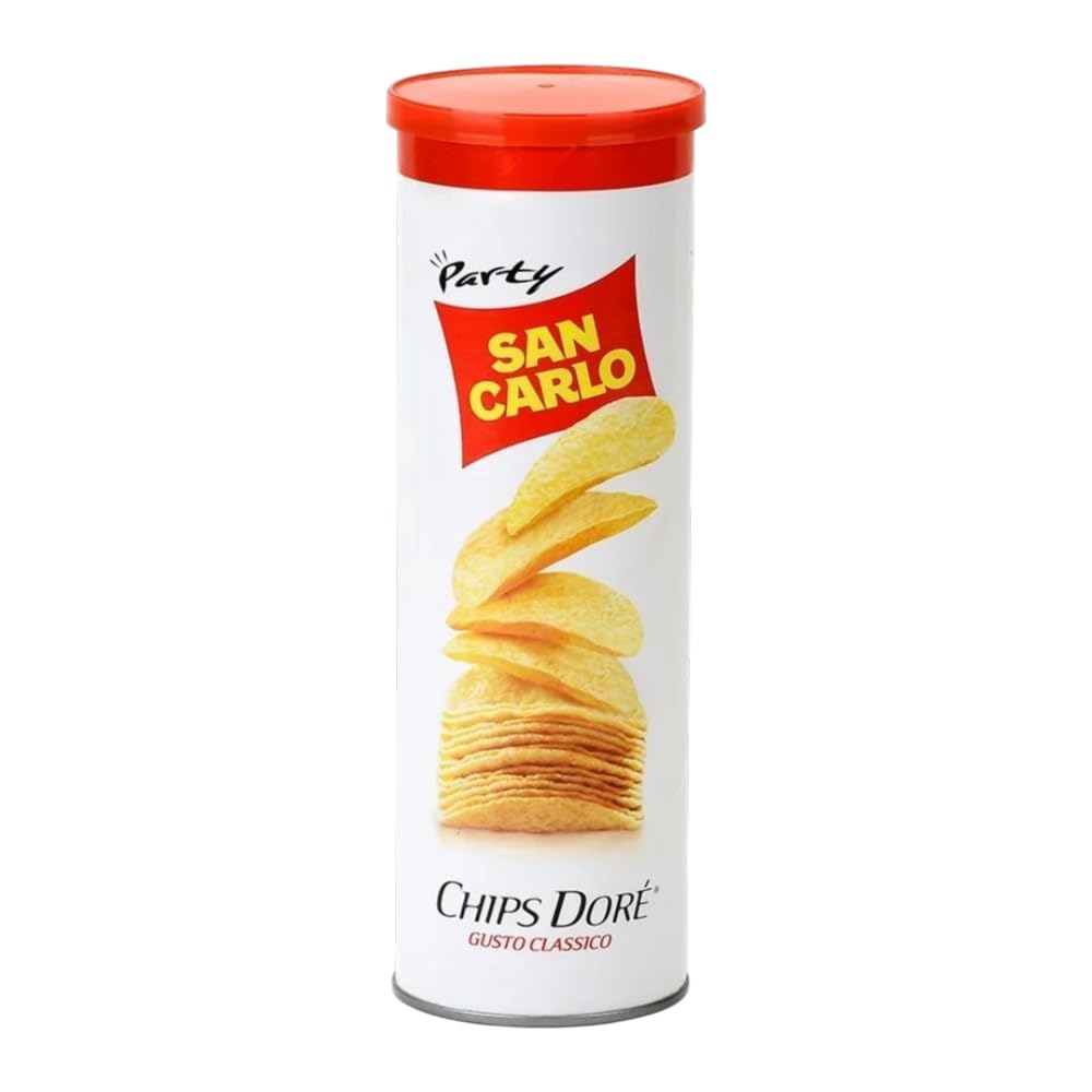 8X San Carlo Chips Doré Classico 100 g – Cialde di Patata Dorate, Ondulate e Croccanti – Snack Salato in Barattolo – Ideali per Aperitivo, Pausa, Viaggio e Serate in Compagnia