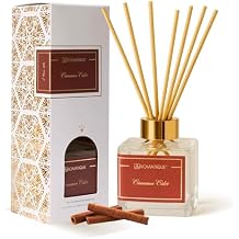 Aromatique Cinnamon Cider Reed Diffuser Set Fall Scented Home Fragrance with Apple, Cinnamon & Citrus Decorative Glass Bottle & Reeds Long-Lasting Flameless Aroma 5 fl oz