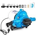 Heuyrao 110 Volt RV Water Pressure Pump 4.0GPM 45PSI 3 Chamber Self Priming 110V AC Diaphragm Water Transfer Pump with Power Plug for Kitchen,Bathroom,RV Marine,Camper,Garden,Travel Trailer