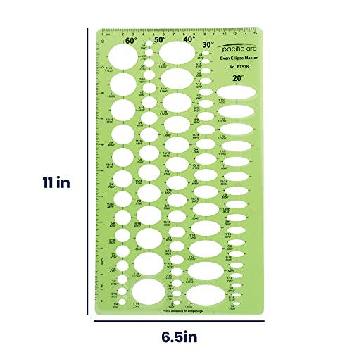 Image of Pacific Arc Even Ellipse Master Template Guide, 79 Ellipses in 5 projections of 20, 30, 40, 50, and 60 Degrees