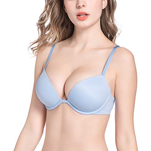 Image of Deyllo Women's Push Up Underwire Bra Super Padded T-Shirt Bra Add Two Cups