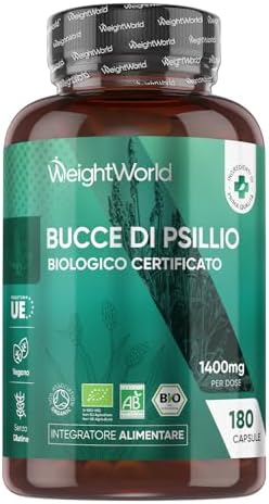 Bucce di Psillio Biologiche, 180 Capsule Vegane, 1400mg per Dose,...
