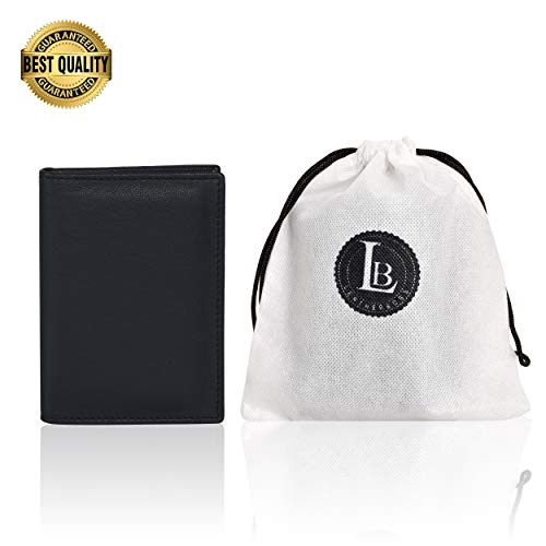 Leatherboss Genuine Leather Police Shield Shape Badge Holder Bifold Wallet, Black2