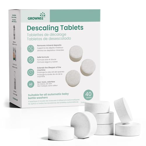 Image of GROWNSY Descaling Tablets for Bottle Washers, 40 Count Descaler Tablets to Remove Limescale & Mineral Buildup, Compatible with Momcozy and Baby Brezza Baby Bottle Washer