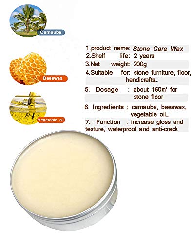 TooGet Stone Seasoning Beeswax Furniture Polish and Repair Care Beeswax, Marble Furniture Suit, Ceramic Tile, Stone Floor, Stone Wall, Stone Polish Protection - 200g
