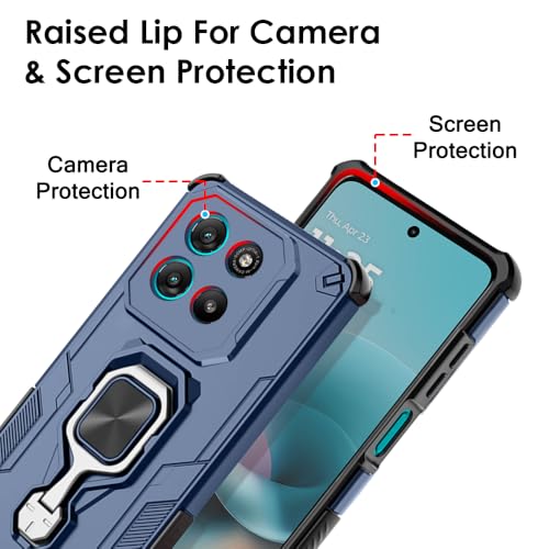 Image of TheGiftKart Tough Armor Bumper Back Case Cover for Motorola Moto G67 Power / G57 Power 5G | Ring Holder & Kickstand in-Built | 360 Degree Protection Back Cover for Moto G67 Power 5G (PC & TPU, Blue)