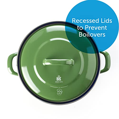Bk-Cookware Indigo Round Enameled Casserole With Lid - 20 Cm/2.5 Litre, Green (Cc002470-001) #TOP4