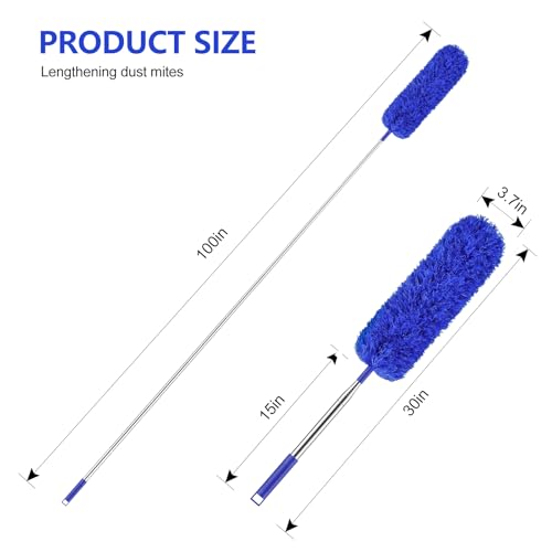 Image of SetSail Extra-Long Dusters with Extension Pole 100-inch for Cleaning Bendable Microfiber Head Washable Ceiling Fan Cleaner Duster for Corner, High Ceilings, Furniture, Blue