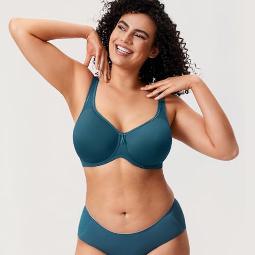 Image of DELIMIRA Women's Seamless Tshirt Plus Size Bras | Full Coverage, Underwire, Lightly Lined, Up to F