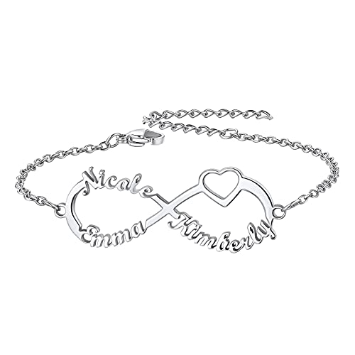 FindChic Custom Name Ankle Bracelets for Women Girls Infinity Anklet with 1 2 3 4 Names Stainless Steel/18K Gold Plated 6.5'' to 10.5'' Length Persona