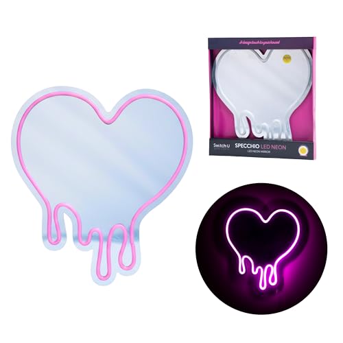 HI BEAUTY! – Miroir acrylique avec éclairage néon mural – Design moderne, léger et durable – Disponible en différentes formes et tailles (cœur)