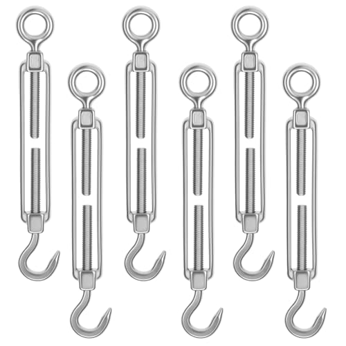 6 piezas Tensores para Cables M6 Gancho y Ojal - Tensores Ajustables de Acero Inoxidable 304 para Cableado y Hardware miniatura 1