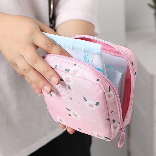 Image of KASHIVAL Menstrual Pad Storage Bag - Discreet Sanitary Napkin Pouch for School /Office, Water-Resistant Fabric Travel Organizer for Tampons, Pantyliners & Cosmetics, Small Essentials
