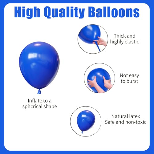 Image of Blue Balloons Arch Kit,130pcs Royal Blue Balloon Garland,Different Sizes Blue Latex Balloons for Graduation Party,Baby Shower,Gender Reveal,Under The Sea Birthday Party Decorations