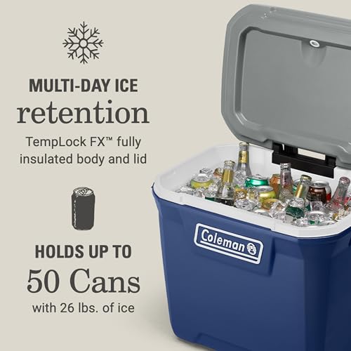 Image of Coleman Classic Series Insulated Portable Rolling Cooler with Wheels, Leak-Resistant Outdoor Hard Cooler Keeps Ice up to 5 Days, 65-Quart