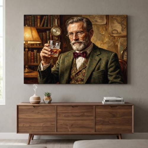 Gentleman Wall Art Library Decor Academic Style Sophisticated Man Drinking