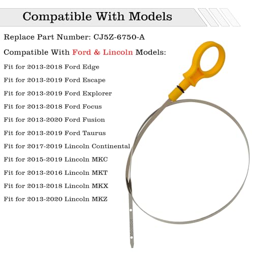 Image of CJ5Z-6750-A Engine Oil Dipstick Indicator, Compatible with Ford Edge Escape Explorer Focus Fusion Taurus, Lincoln Continental MKC MKT MKX MKZ, 2.0L Fluid Indicator Oil Stick