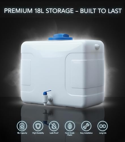 Image of RO Waste Water Storage Tank | High Capacity | 18 Litre | Premium Reject Water Tank | Large Capacity Utility Water Tank for Home & Commercial RO Systems | Durable, Wall-Mountable Design