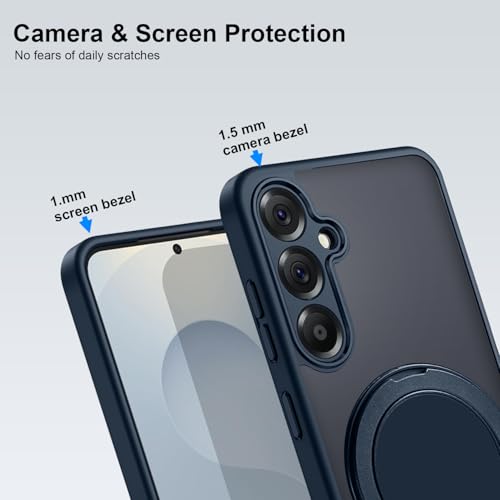 Image of KARWAN Tough Shockproof Armor Back Case Cover Compatible with Samsung Galaxy A56 with 360 Degree Rotation Magnetic Attraction Ring Holder Heavy Duty Rugged Case with Magnetic MagEase Wireless Charging