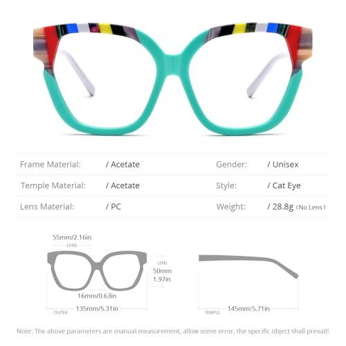 Image of HEPIDEM Multicolor Acetate Glasses Frame Women,Oversize Round Optical Eyeglasses 9345