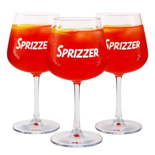 Sprizzer - Set Bicchieri Spritz x3, Bicchieri Plastica Rigida Lavabili, per Sprizzer Machine per lo Spritz, per Aperitivo, Infrangibili ed Eleganti, in Tritan, 10x10x17 cm, Made in Italy