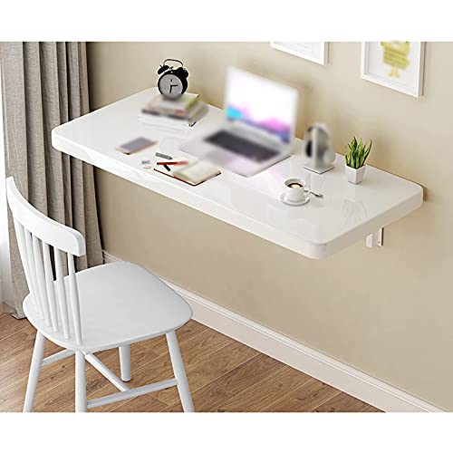 Table à abattant murale pliante cuisine bureau ordinateur blanc LUNEZY - 4