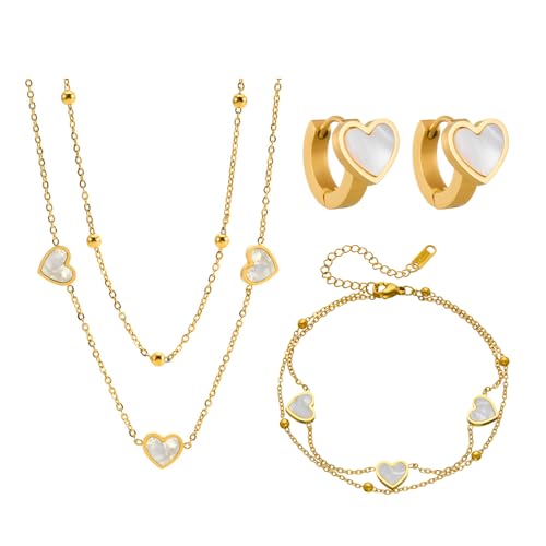 FDEETY 3 Piezas Juego de Bisutería Femenina Collar Pendientes Pulsera o Tobillera a Juego con la Moda Vintage Sencilla Para Fiestas de Diario Perfecta Elección de Regalo